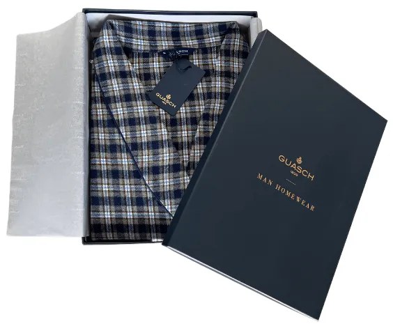 Męski flanelowy szlafrok LUCAS L Ciemnoniebieski