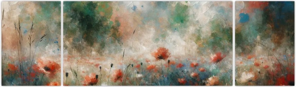 Obraz – Abstrakcja pola z makami (170x50 cm)