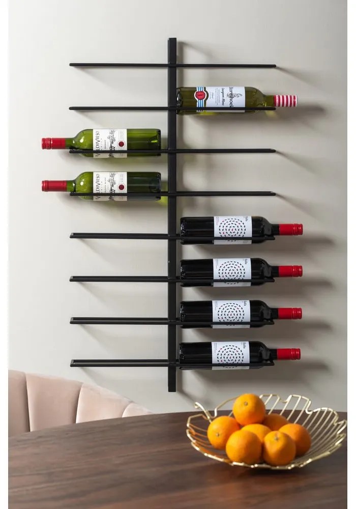 Czarny wiszący metalowy regał na wino liczba butelek 16 Dual – PT LIVING