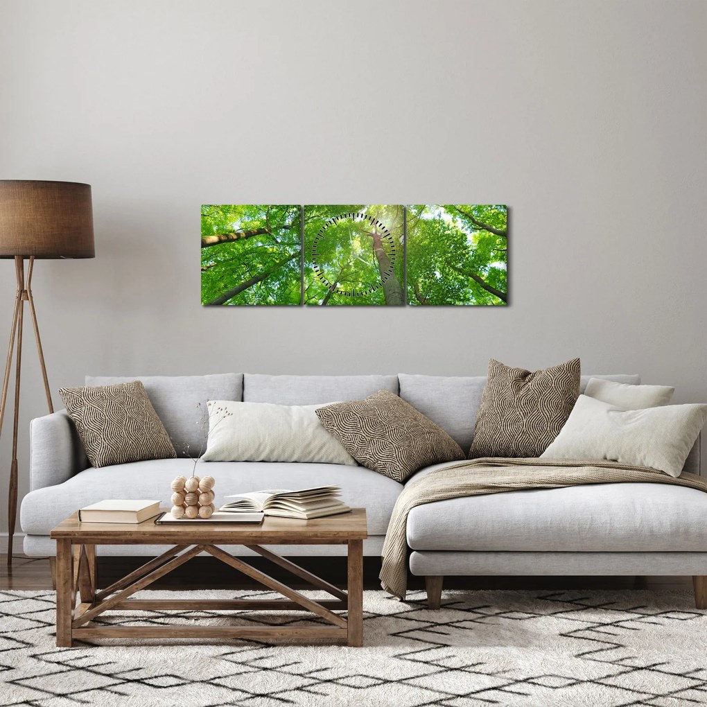 Obraz - Las (z zegarem) (90x30 cm)