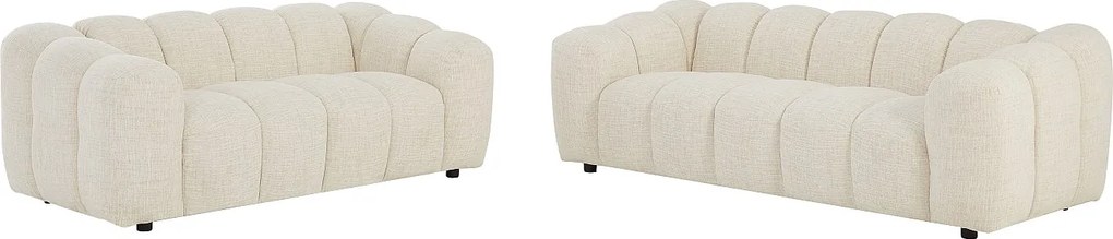 Kanapa 3-osobowa i 2-osobowa z beżowej tkaniny szenilowej NELIMAR