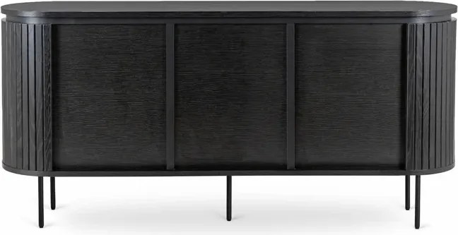 Komoda do Salonu BECK 160 cm Czarna Trzydrzwiowa Ryflowana Nowoczesna