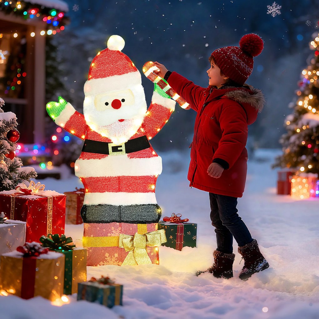 Outsunny Mikołaj LED 93 cm z 97 ciepłymi LED — stalowy stelaż, do wnętrz i na zewnątrz