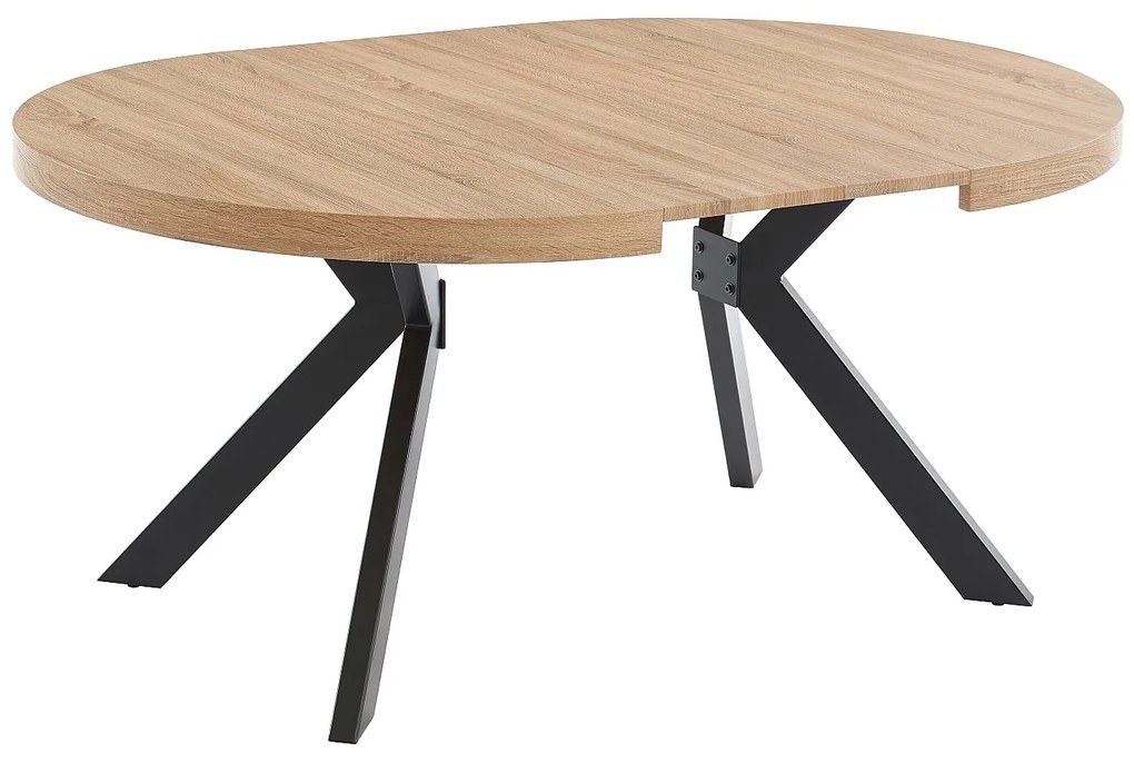 Rozkładany stół do jadalni 4 do 8 osób z MDF i stali - Naturalny i czarny - KOMONI