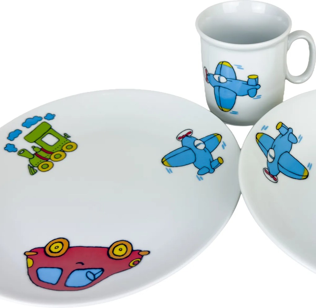 Thun 3-częściowy zestaw obiadowy dla dzieci Transport