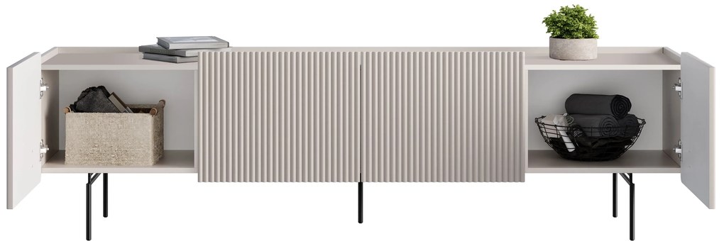 Szafka RTV Malmi 200 cm - kaszmir / czarne nóżki