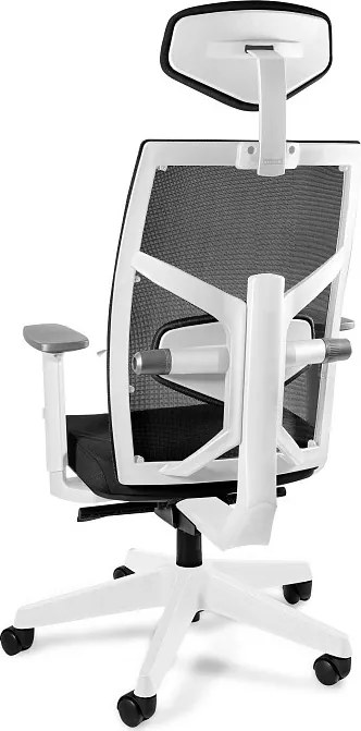 Ergonomiczny fotel biurowy Tune biały/czarny, zgodny z normą BHP