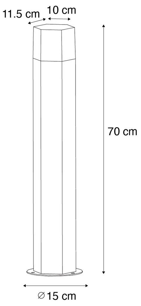 Zewnetrzna Lampa podłogowa zewnętrzna czarna z kloszem dymionym sześciokątnym 70 cm - Denmark Nowoczesny Oswietlenie zewnetrzne