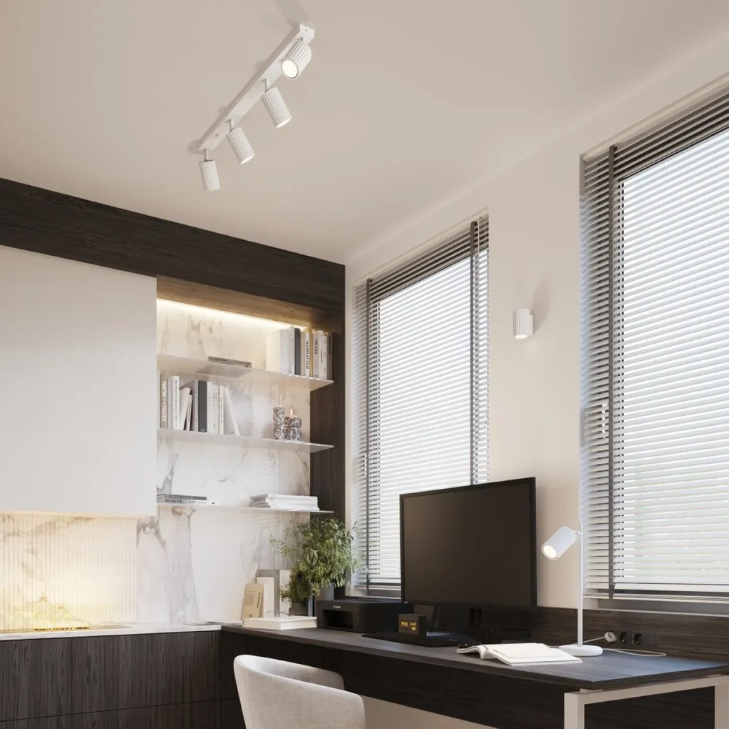 Listwa oświetleniowa 4-punktowa KARBON 4L biała ryflowana SOLLUX  LIGHTING