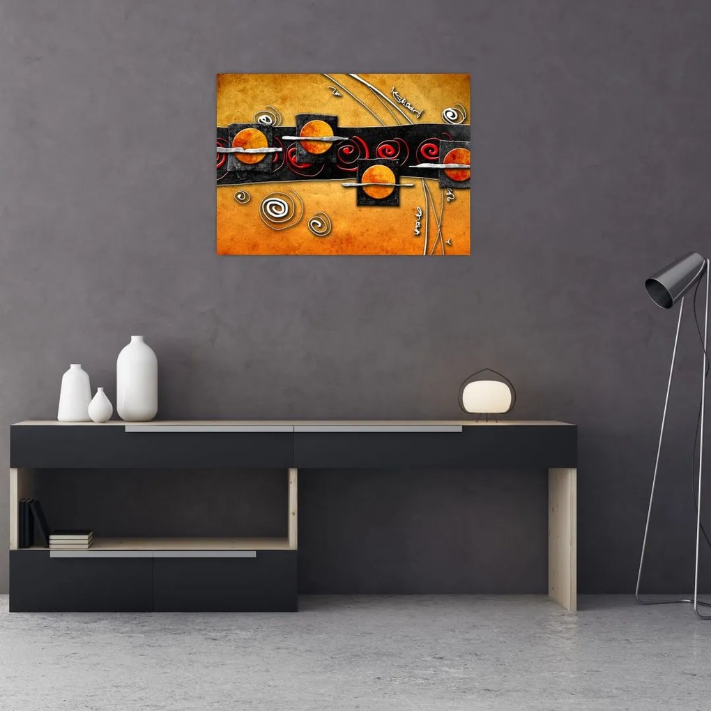 Abstrakcyjny obraz - Planety (70x50 cm)