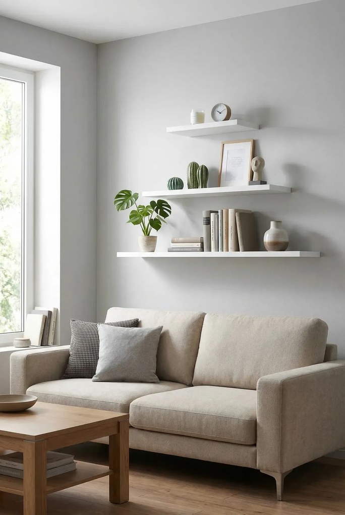 Zestaw 3 białych półek ściennych H2-C38