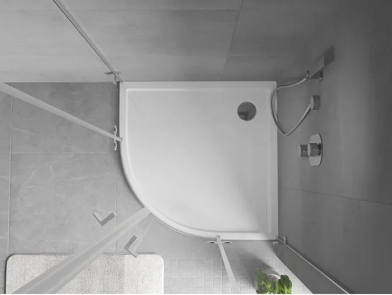 Mexen Flow brodzik półokrągły slim 80 x 80 cm, biały połysk - 46Q108080