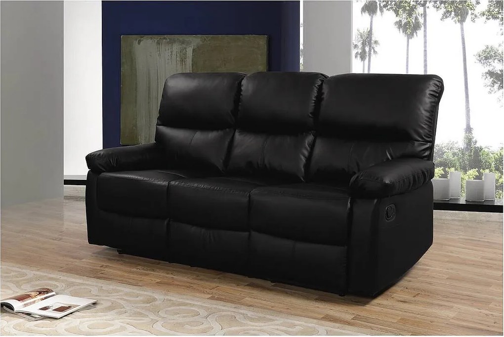 Sofa wypoczynkowa "Lincoln" - 197 x 89 x 103 cm - 3 miejsca - Czarna