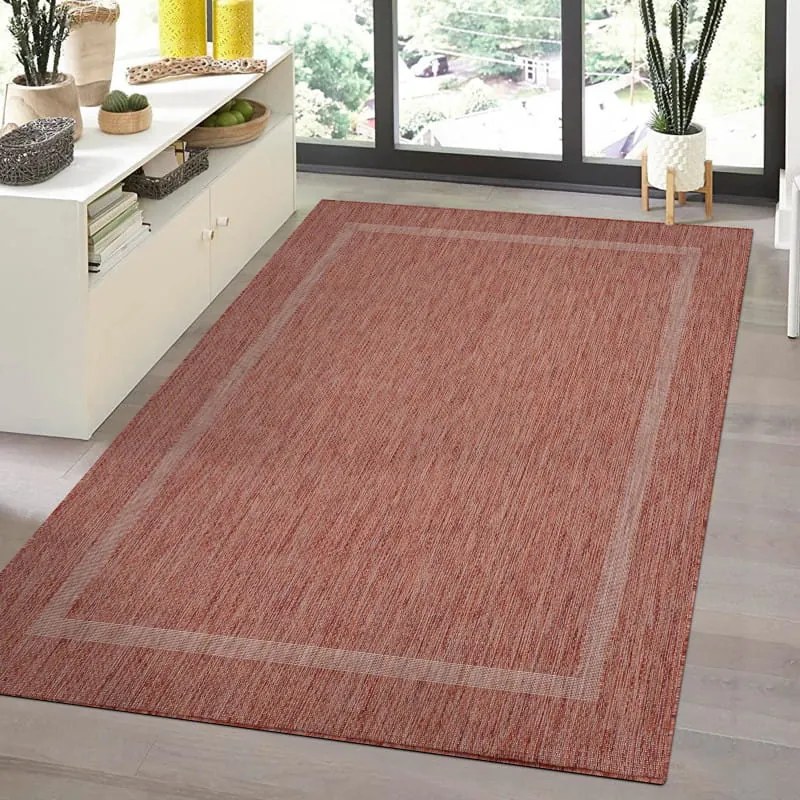 Dywan zewnętrzny Relax ramka czerwony 60 cm x 100 cm