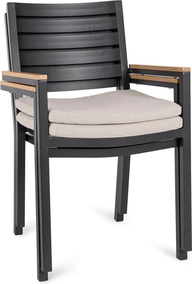 Antracytowe metalowe krzesło ogrodowe Henna – Bizzotto