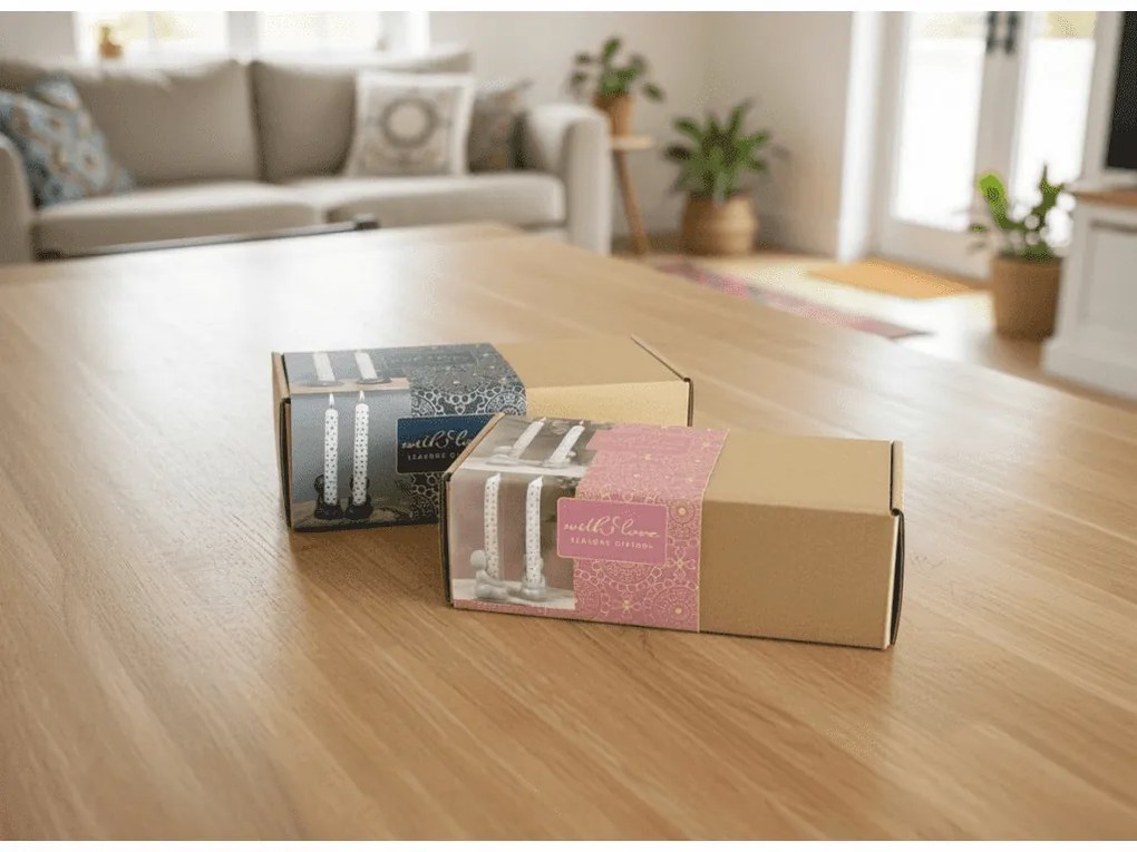 Zestaw 2 kamionkowych świeczników IDEAS 4 SEASONS, różowy