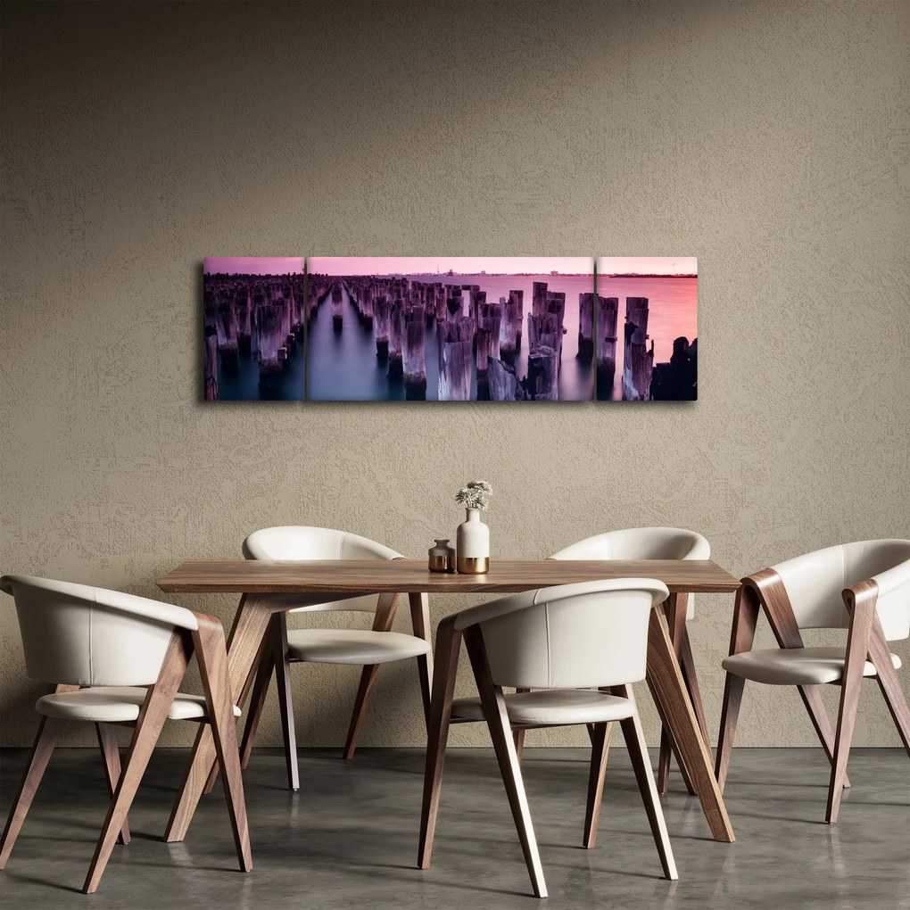 Obraz drewnianych palików (170x50 cm)