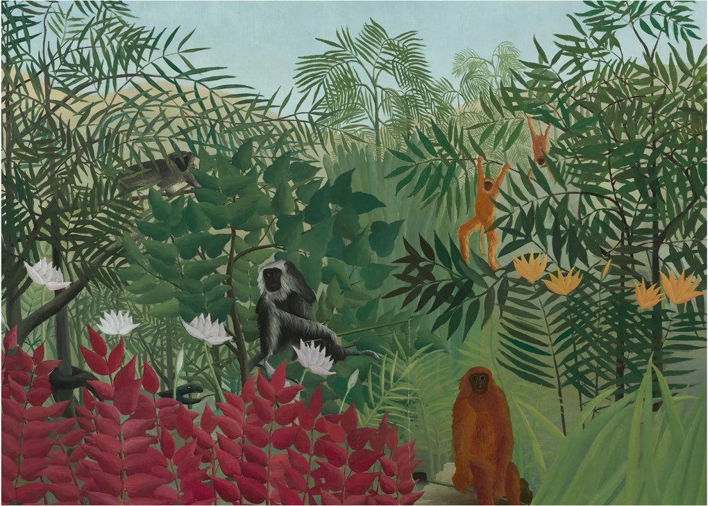 Obraz - Henri Rousseau, Tropical Forest with Monkeys, reprodukcje (70x50 cm)