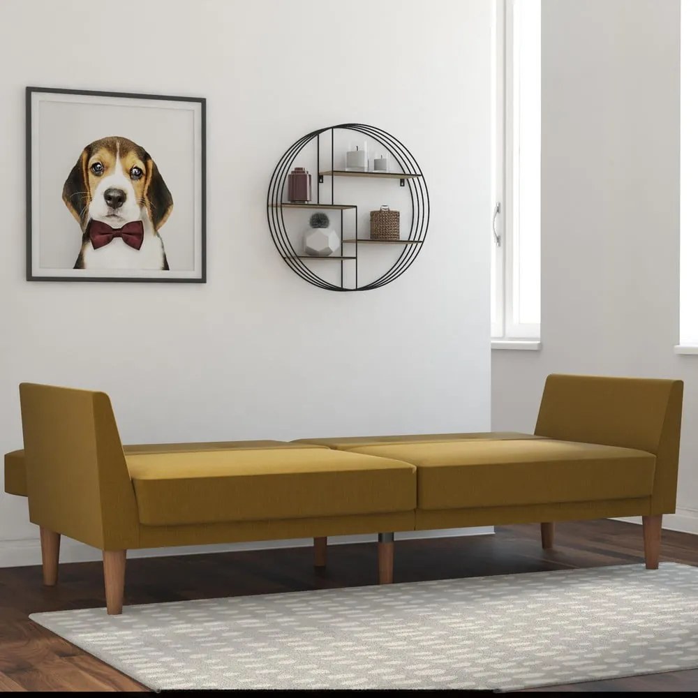 Żółta rozkładana sofa 205 cm Regal – Novogratz