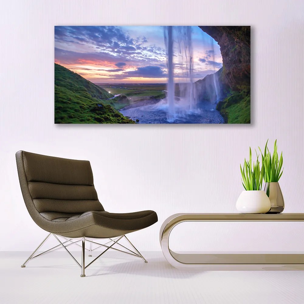 Duży obraz na płótnie Kaskada Wodna w Górach