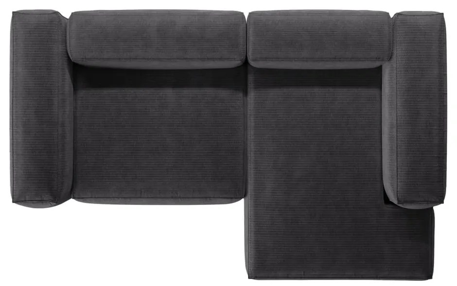 Ciemnoszary sztruksowy narożnik (prawostronny/z szezlongiem) Bergamo – Cosmopolitan Design