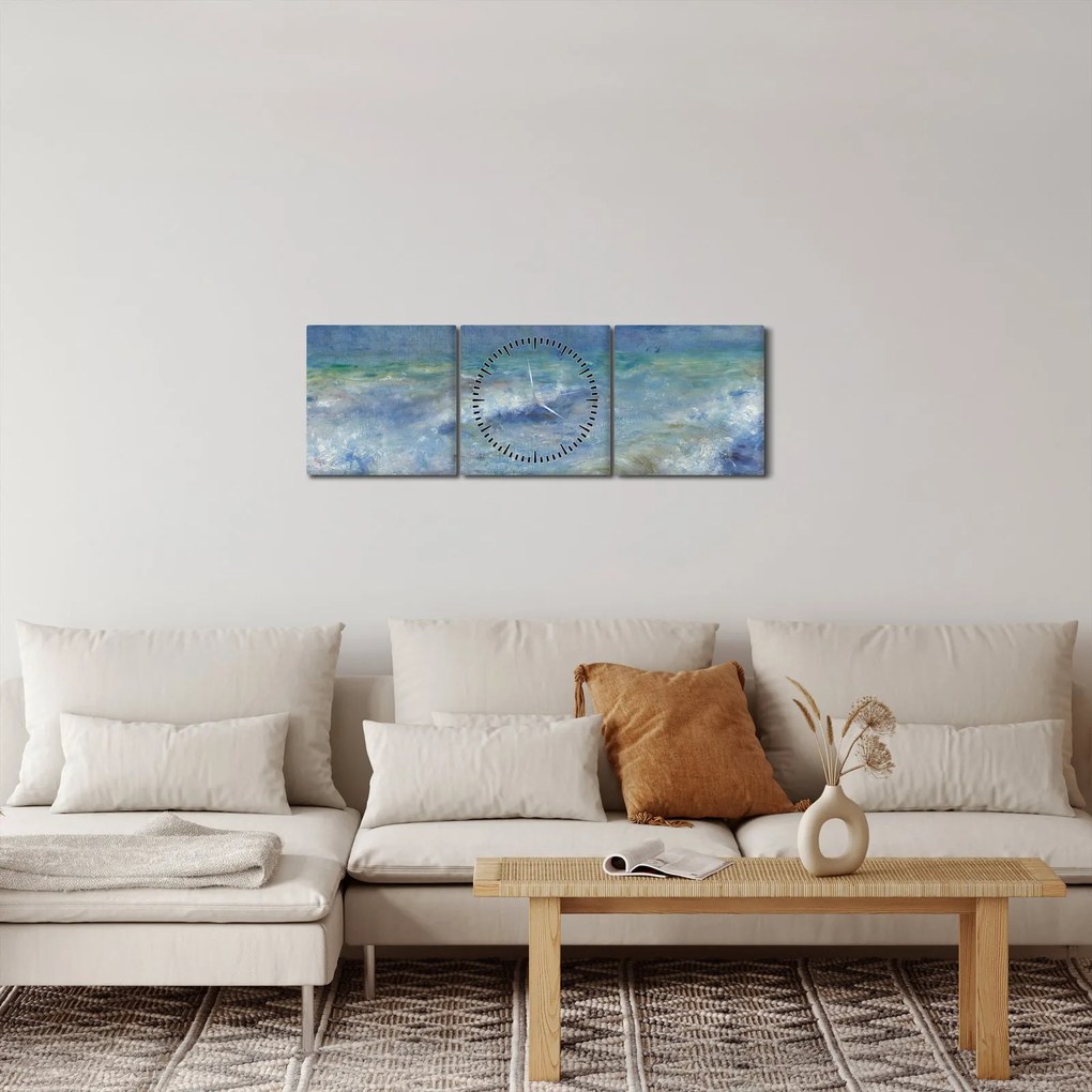 Obraz - Pierre-Auguste Renoir, Seascape, reprodukcje (z zegarem) (90x30 cm)
