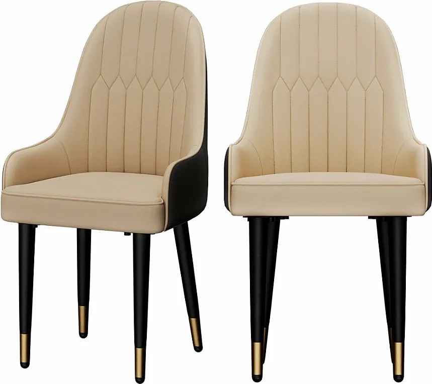 Krzesła do jadalni zestaw 2 wygodnych krzeseł kuchennych fotele przy stole jadalnym ze skóry 52x49x90cm