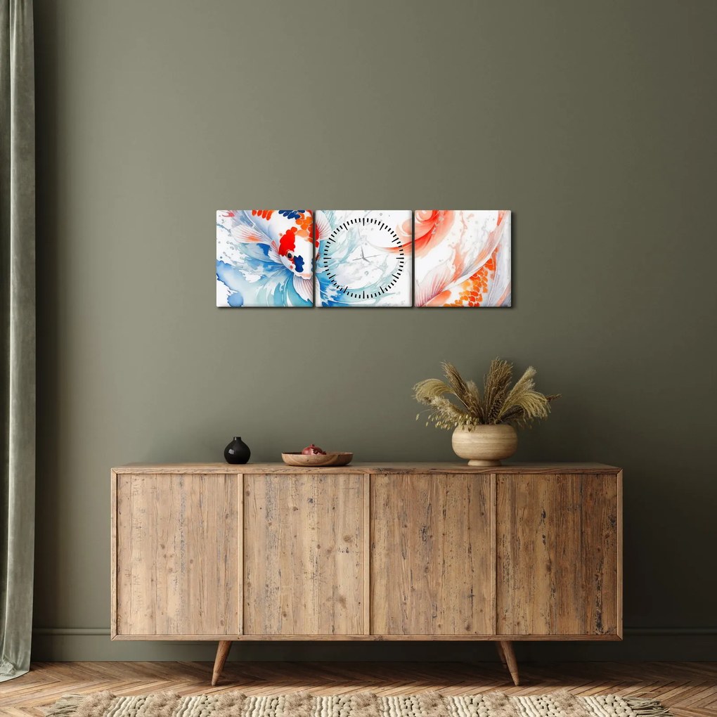 Obraz - Ryba (z zegarem) (90x30 cm)