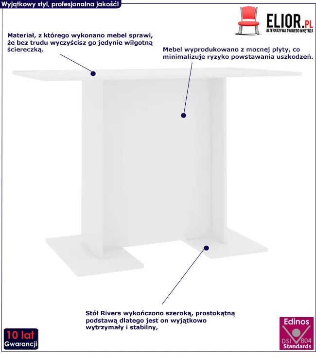 Minimalistyczny biały stół do jadalni S2-M78