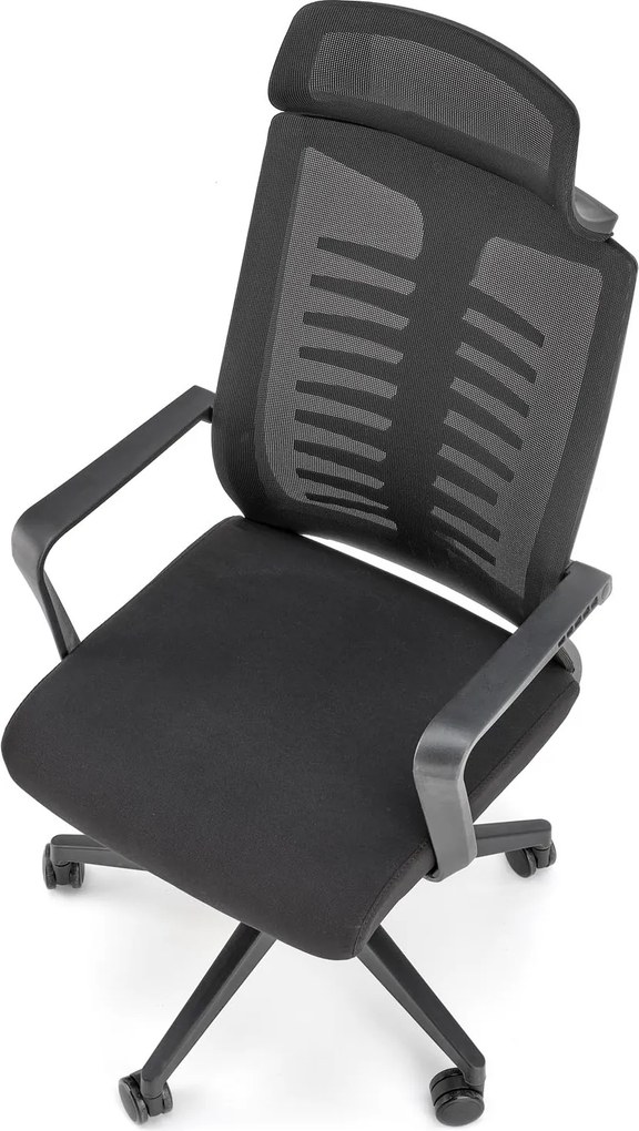 Obrotowe krzesło Fabio z oparciem i zagłówkiem z siatki