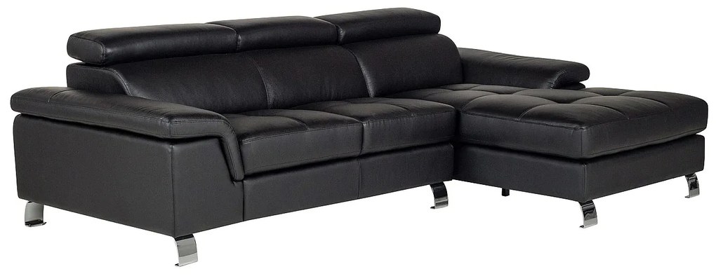 Kanapa narożna ze skóry MISHIMA - Czarny - Narożnik prawostronny