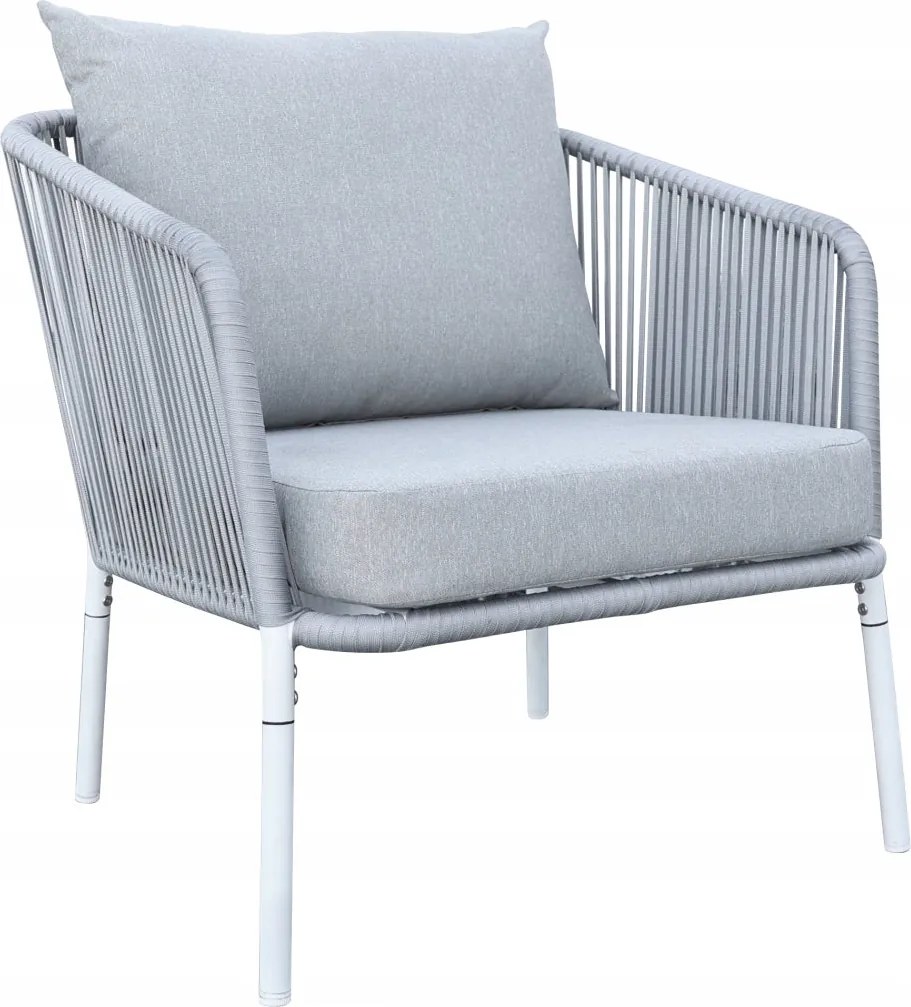 Zestaw mebli ogrodowych szary aluminium sofa fotele stolik sznurowanie