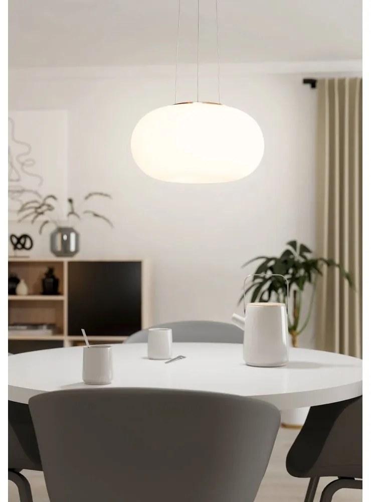 Lampa wisząca w biało-srebrnym kolorze ze szklanym kloszem ø 44,5 cm OPTICA – EGLO