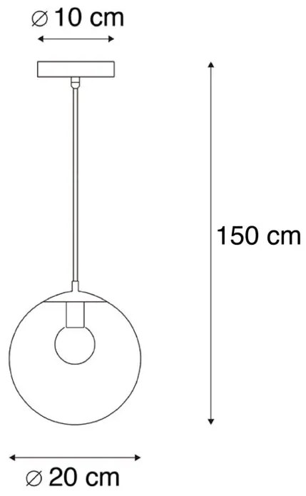 Inteligentna lampa wisząca czarna ze złotym szkłem 20 cm w tym Wifi A60 - Pallon ArtDeco Oswietlenie wewnetrzne