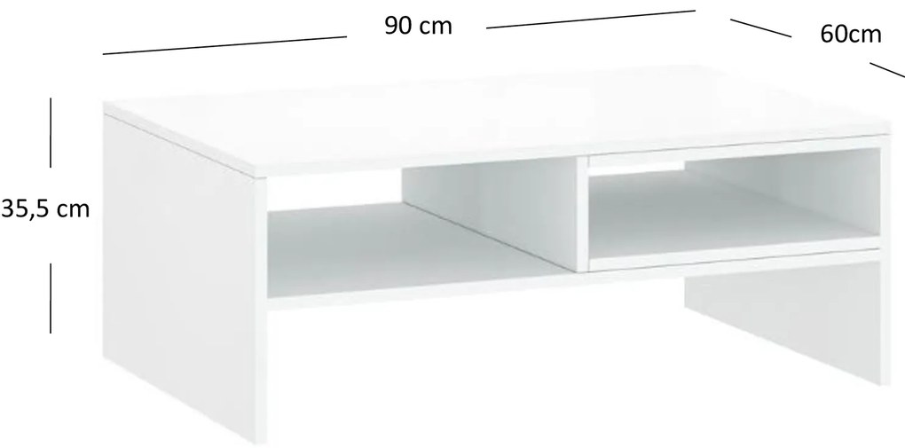 Ława z Półką do Salonu FLARE 90 cm Biała Nowoczesna