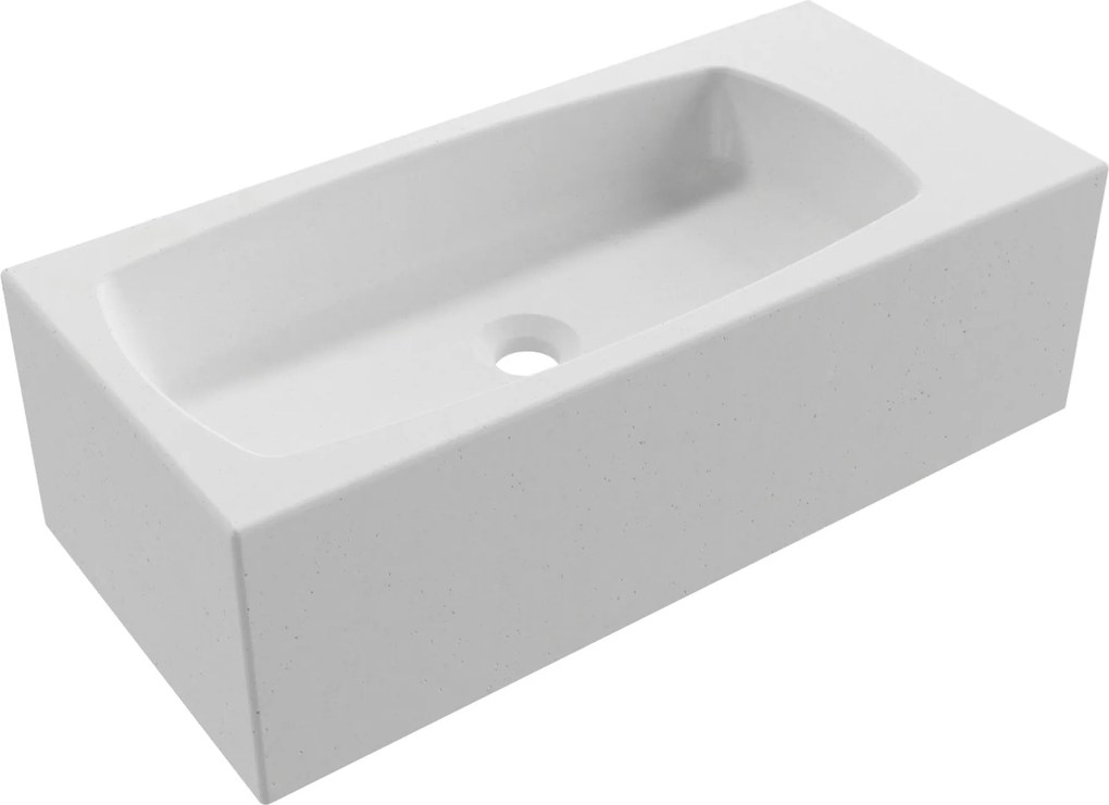 Umywalka betonowa wisząca / nablatowa prostokątna bez otworu na baterię 65 x 30 cm z półką ZALM | różne kolory : Kolor - Biały (beton), Typ montażu - podwieszana