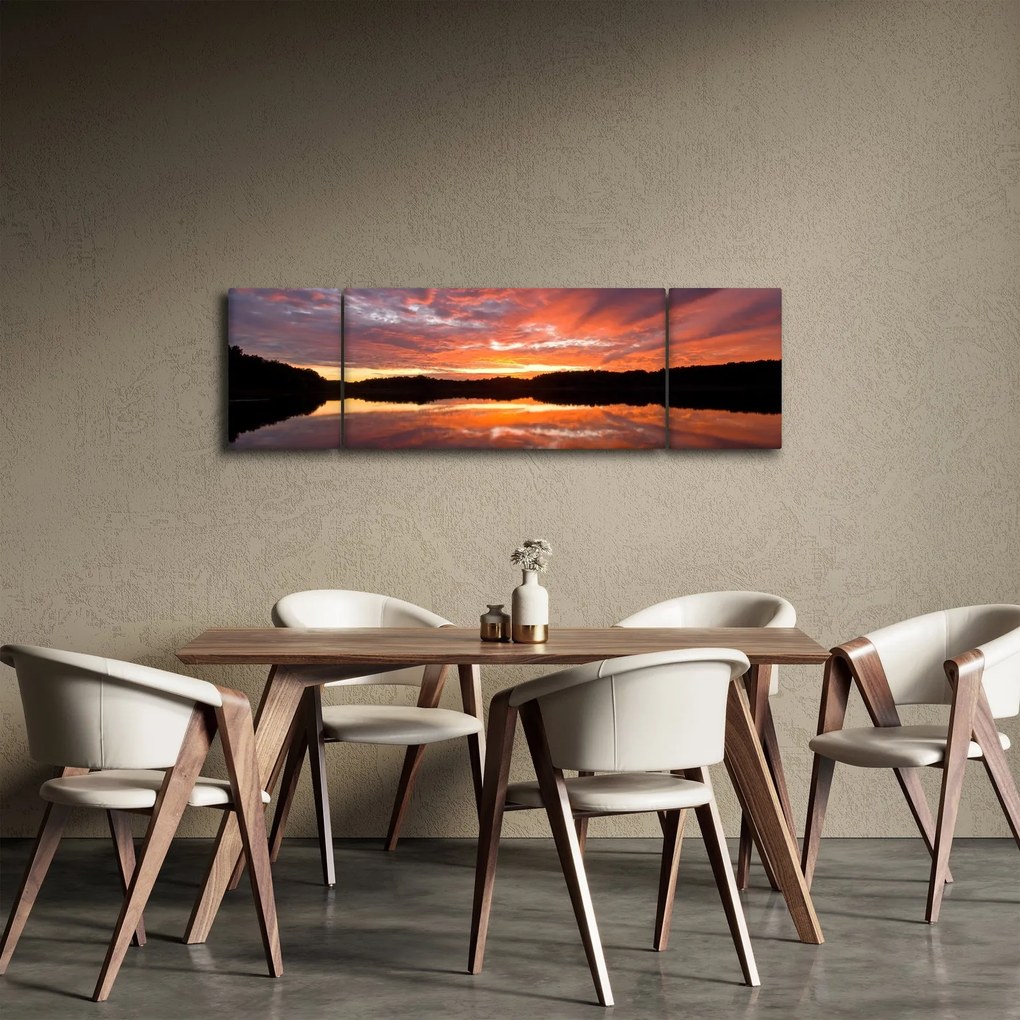 Obraz - Zachód słońca nad jeziorem (170x50 cm)