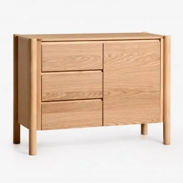 Prostokątny Kredens 110x45 Cm Z Mdf Z Okleiną Dębową Munden Roble - Sklum