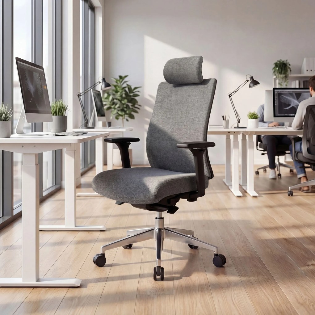 Fotel biurowy ergonomiczny obrotowy ciemnoszary: VECTOR