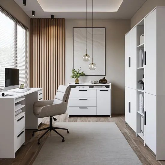Biała minimalistyczna komoda z 4 szufladami - B7-F62