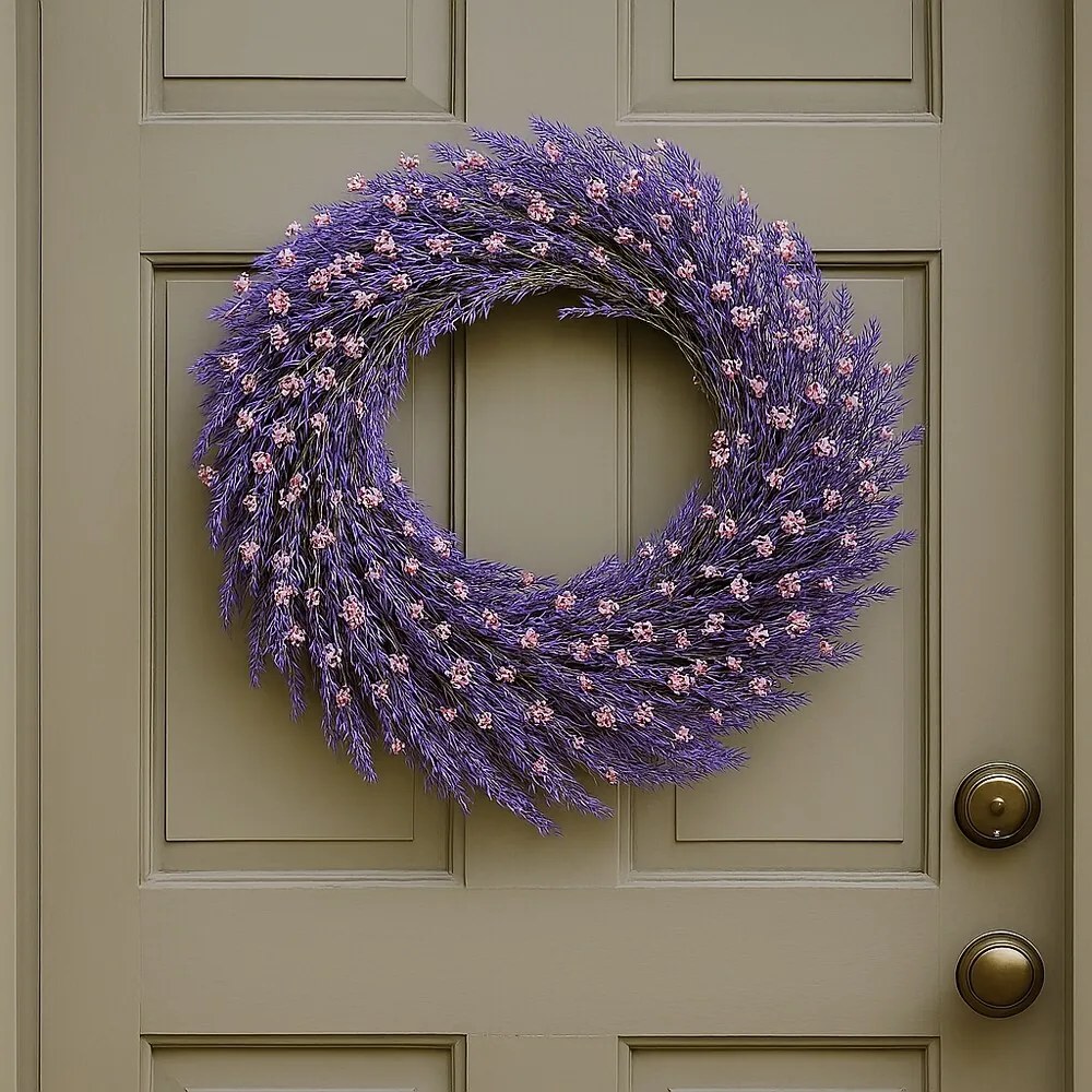 Sztuczny wieniec lawenda, średnica 65 cm