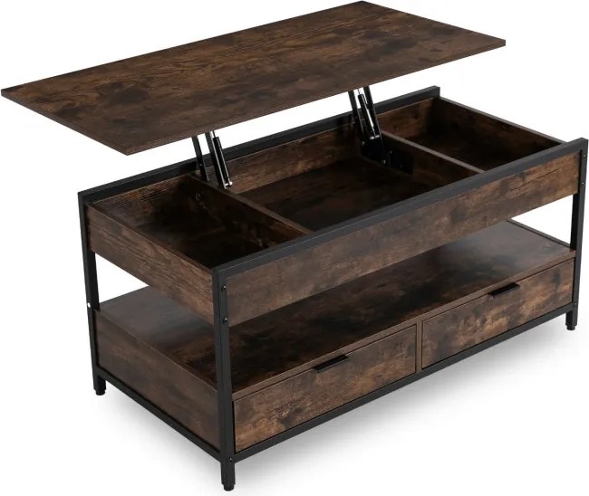 Ławostół Rozkładany LUCA 100 cm Dąb Rustykalny/Czarny Loft - Stół i Ława do Salonu