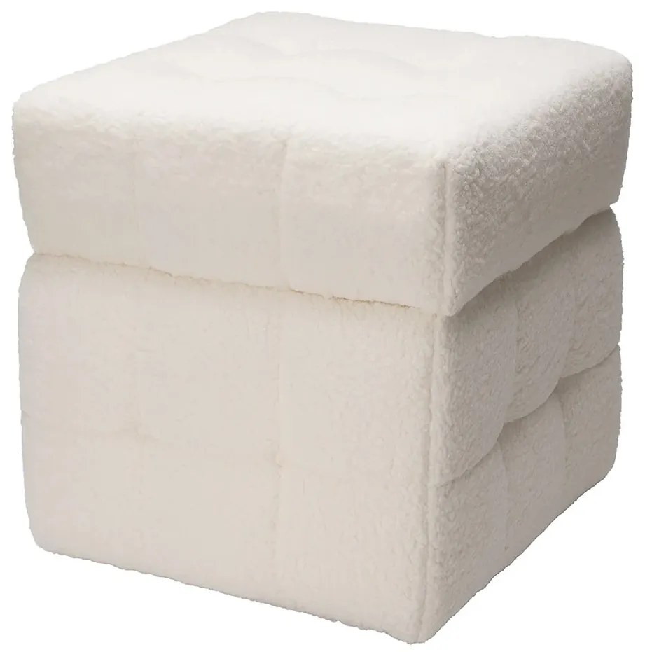 Pufa ze schowkiem kostka SQUARE, tapicerka baranek, 38 x 38 x 37 cm