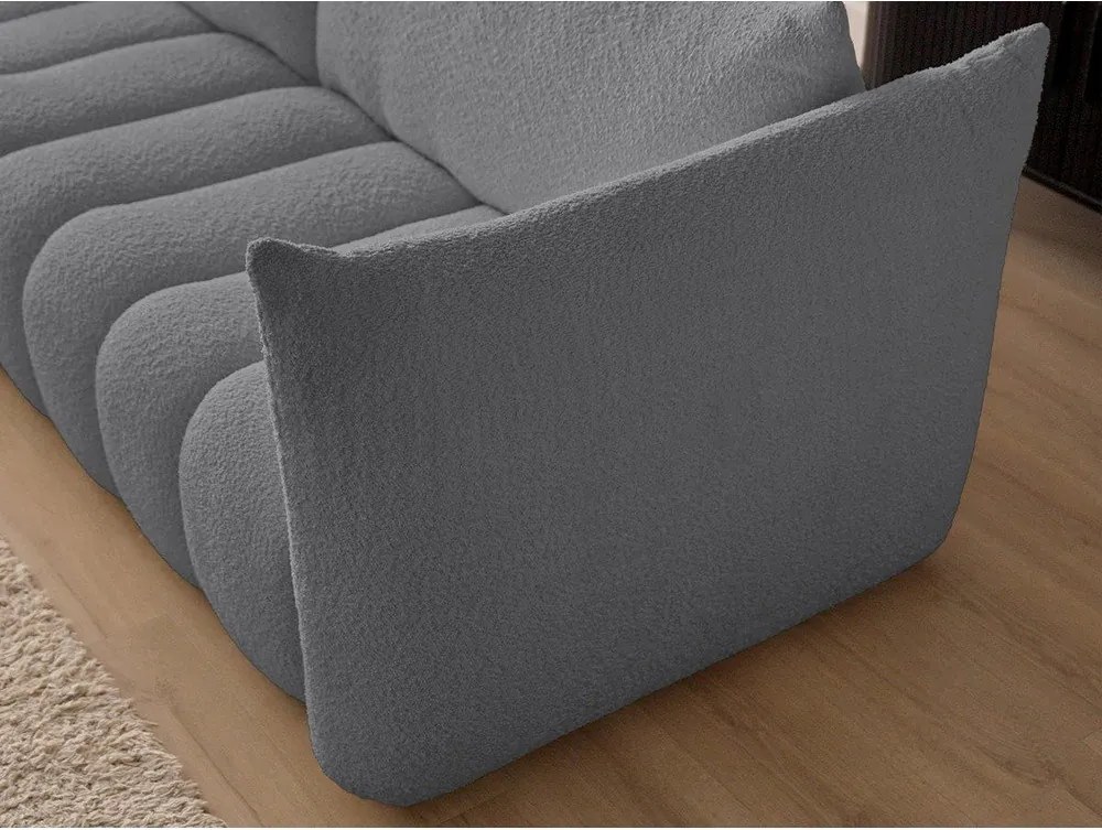 Szary narożnik z materiału bouclé (lewostronny/z szezlongiem) Azra – Bobochic Paris