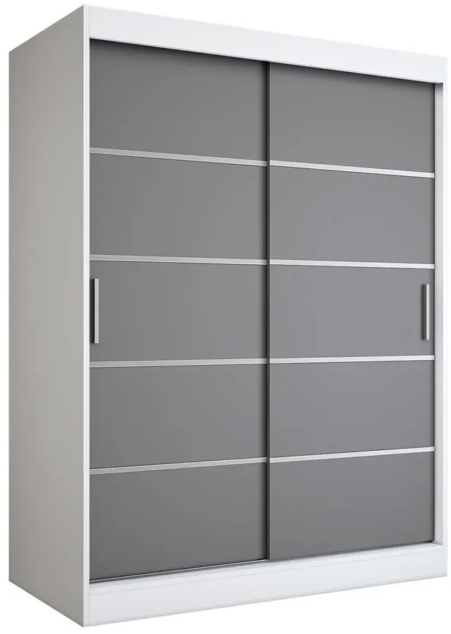 Szafa przesuwna biel + antracyt 150 cm - Bohosa 4X