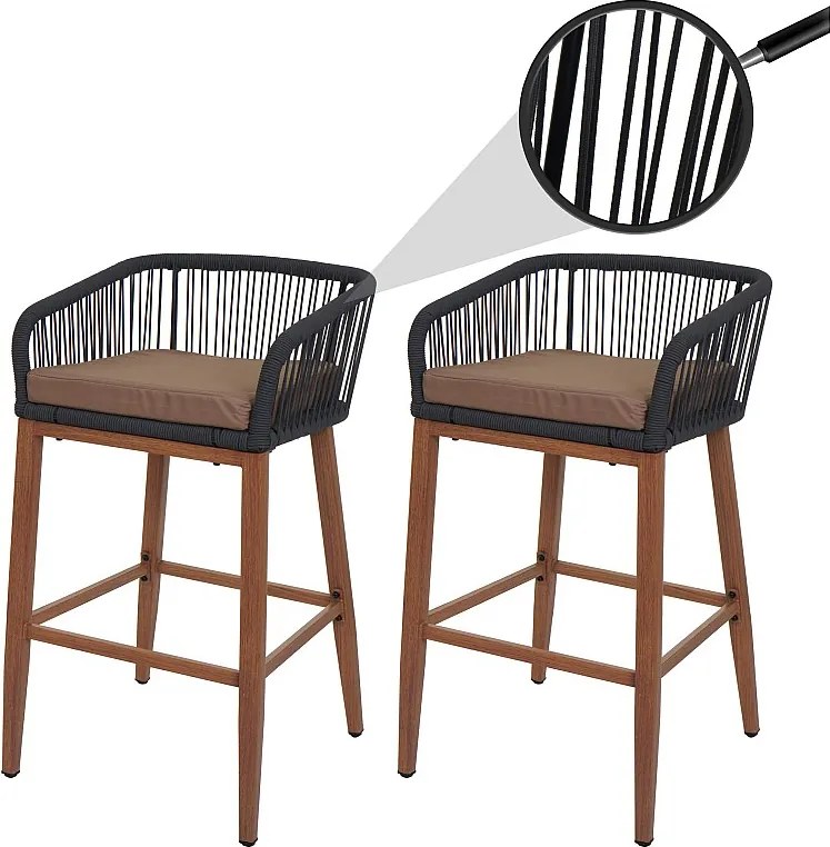 Stołek barowy MCW-O22 (zestaw 2 szt.),  antracyt, poduszka taupe