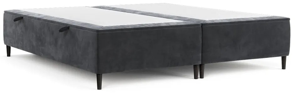 Antracytowe tapicerowane łóżko dwuosobowe ze schowkiem 200x200 cm Tate – Maison de Rêve