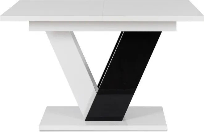 Zestaw Stół Prostokątny Rozkładany CLARK 120-160 cm Czarny/Biały Połysk i 4 Krzesła Tapicerowane do Salonu RICK Szare Welurowe