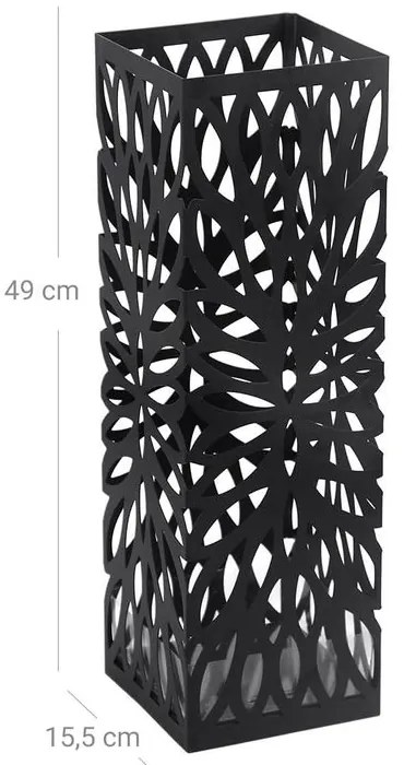 Stojak na parasole FLORE, 15,5x15,5x49cm, czarna SongmicsHome