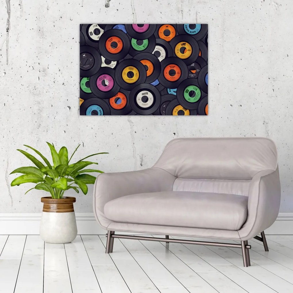 Obraz na szkle - Muzyczne płyty gramofonowe (70x50 cm)
